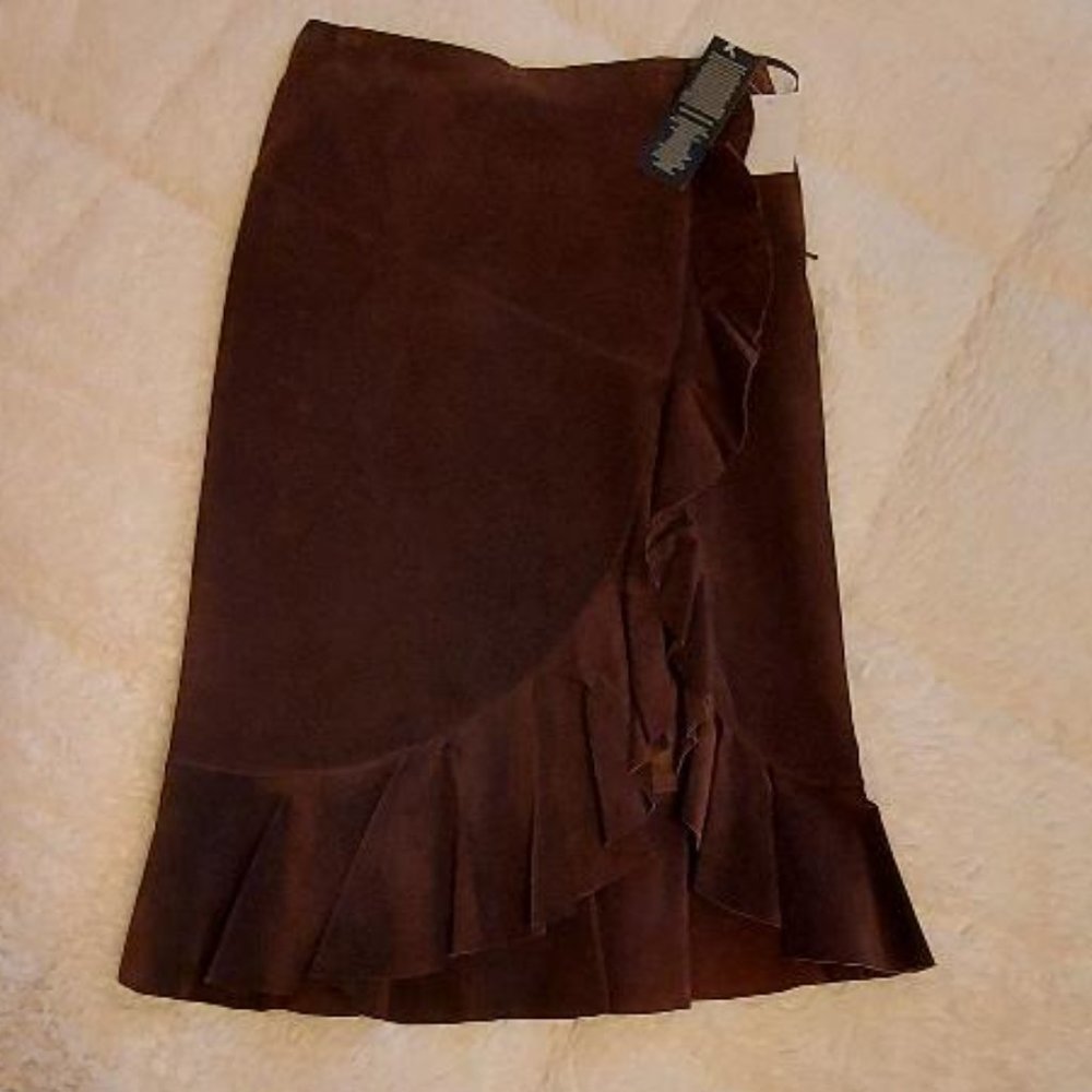 MODA CHOCOLATE BROWN SUEDE SKIRT